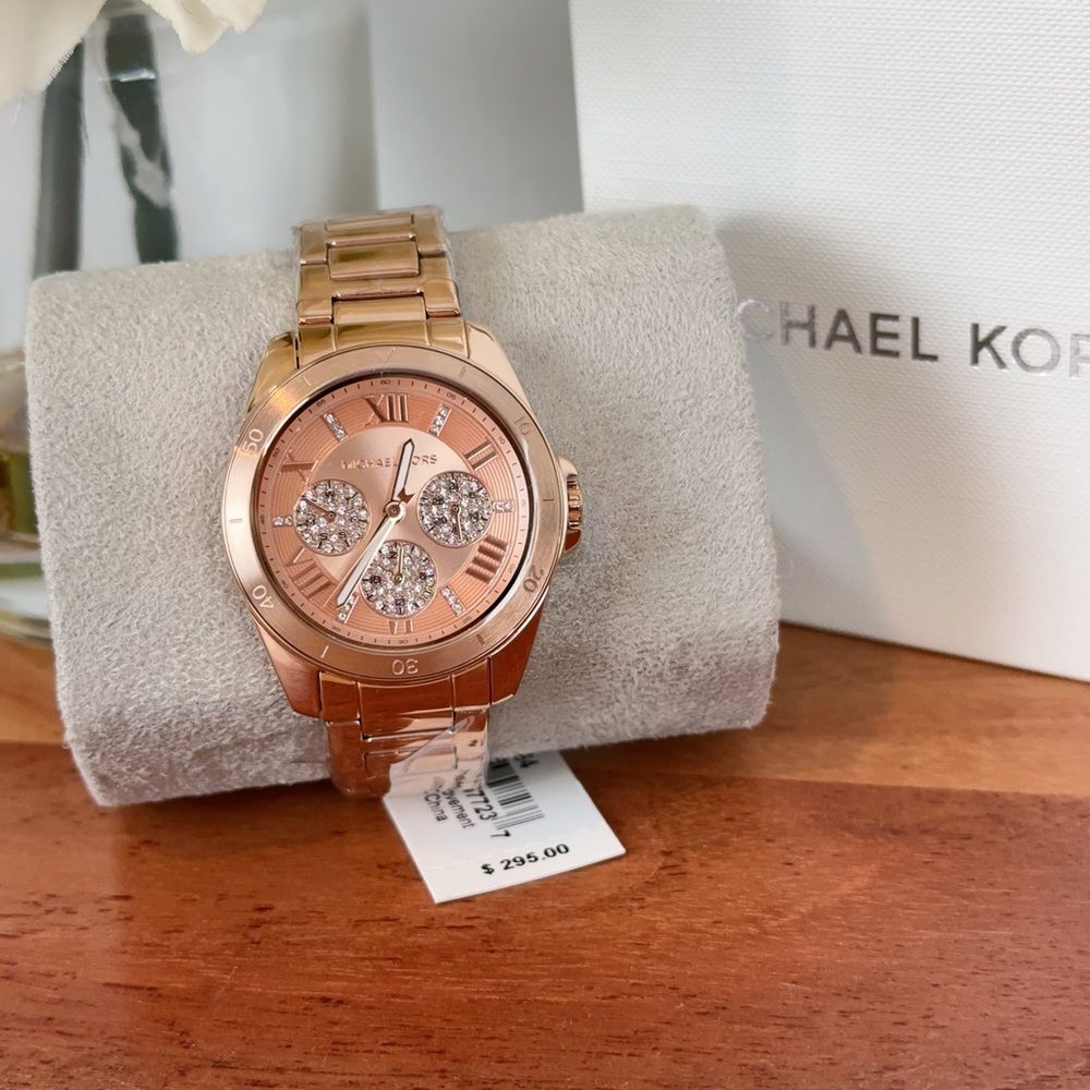 NWT Michael‎ Kors Alex Rose Gold-Tone Stainless Steel Watch